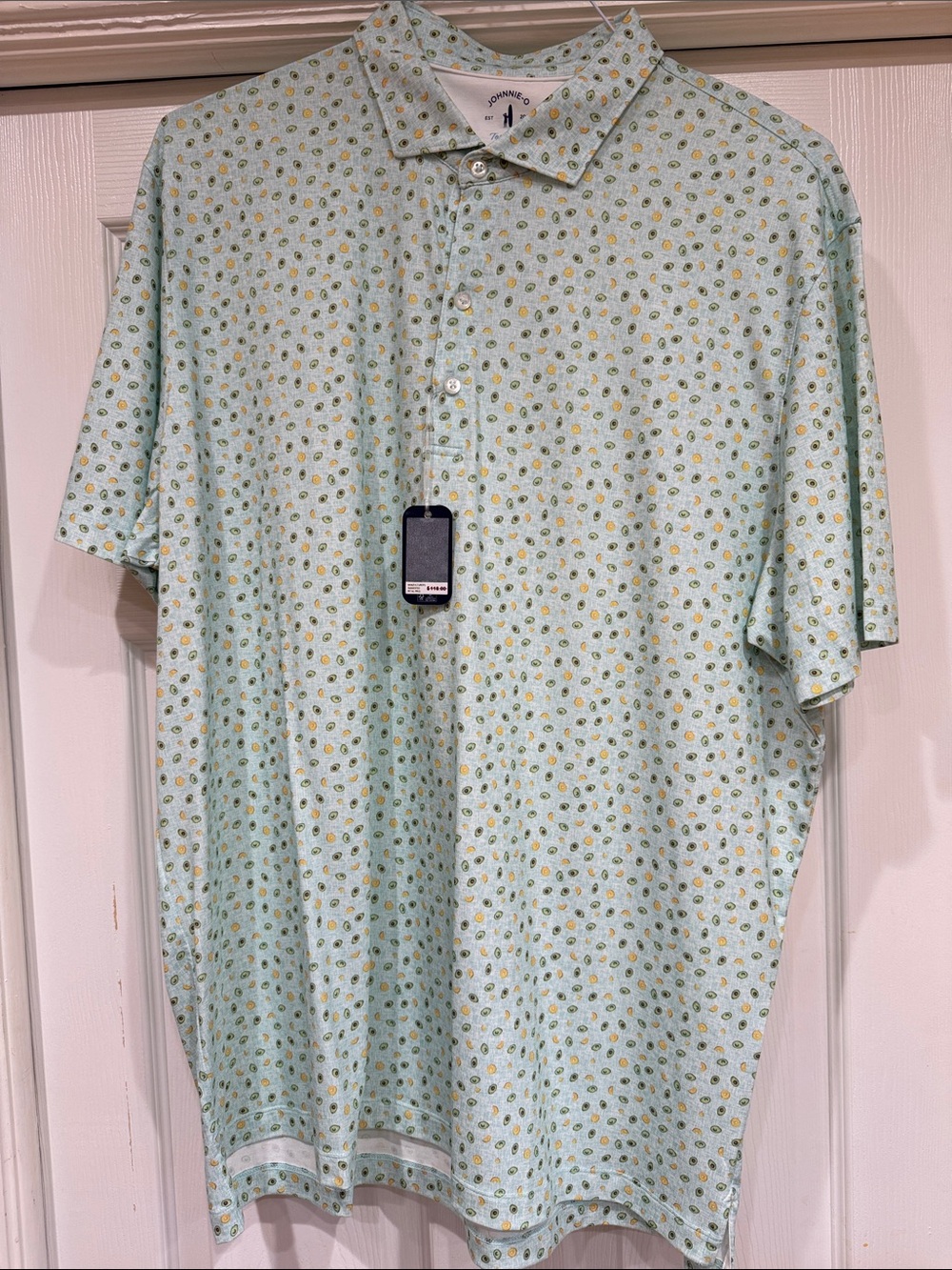 johnnie-O Mint Green Polo with Micro Dot Print
